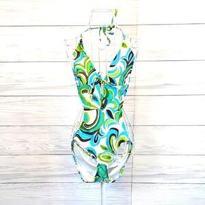 Mossimo One-Piece Swimsuit Backless Vibrant Colored Swirl Womens Size S